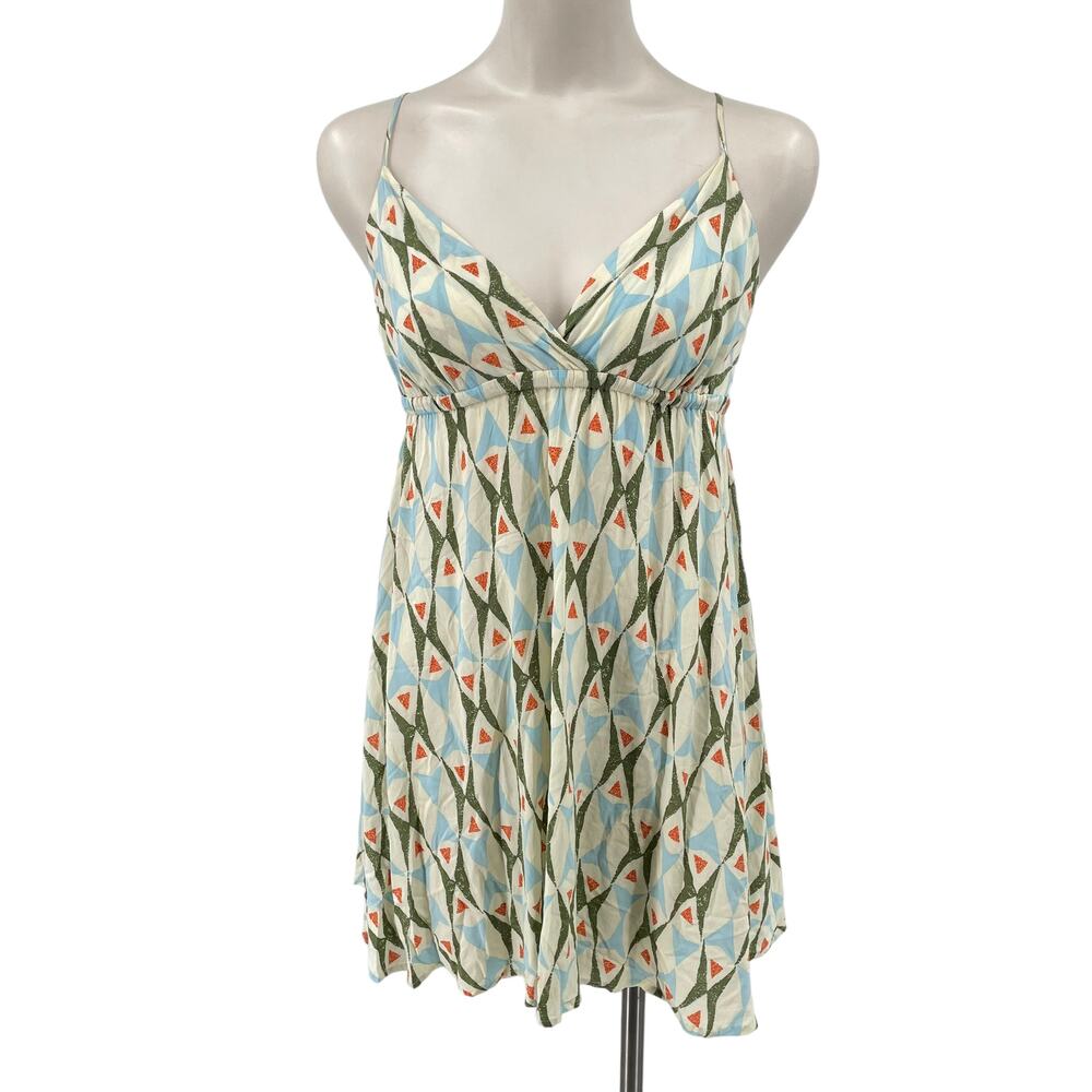 Quiksilver Women’s M Y2K‎ Babydoll Mini Dress Geometric Print Spaghetti Strap